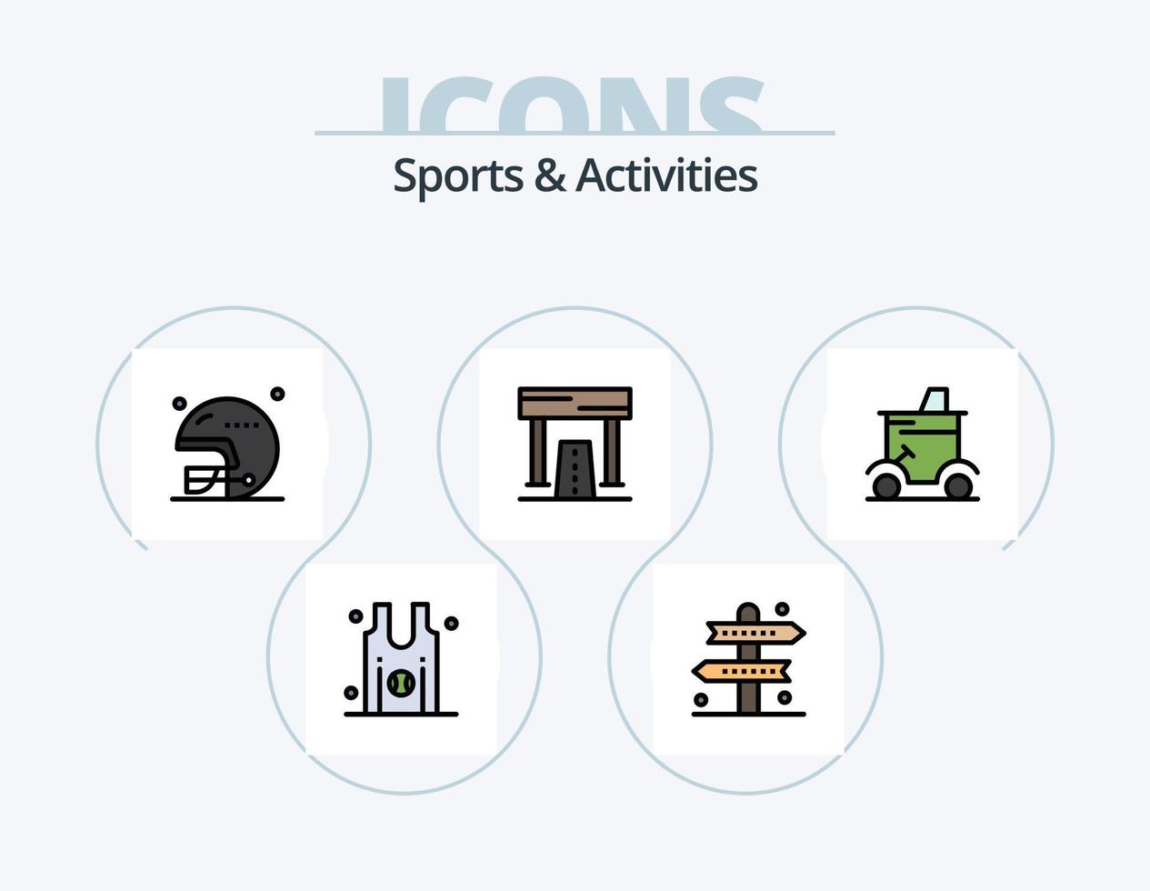 Sport- und Aktivitätslinie gefüllt Icon Pack 5 Icon Design. Kleiderschrank. Athlet. Sport. Aktivitäten. Spiel vektor