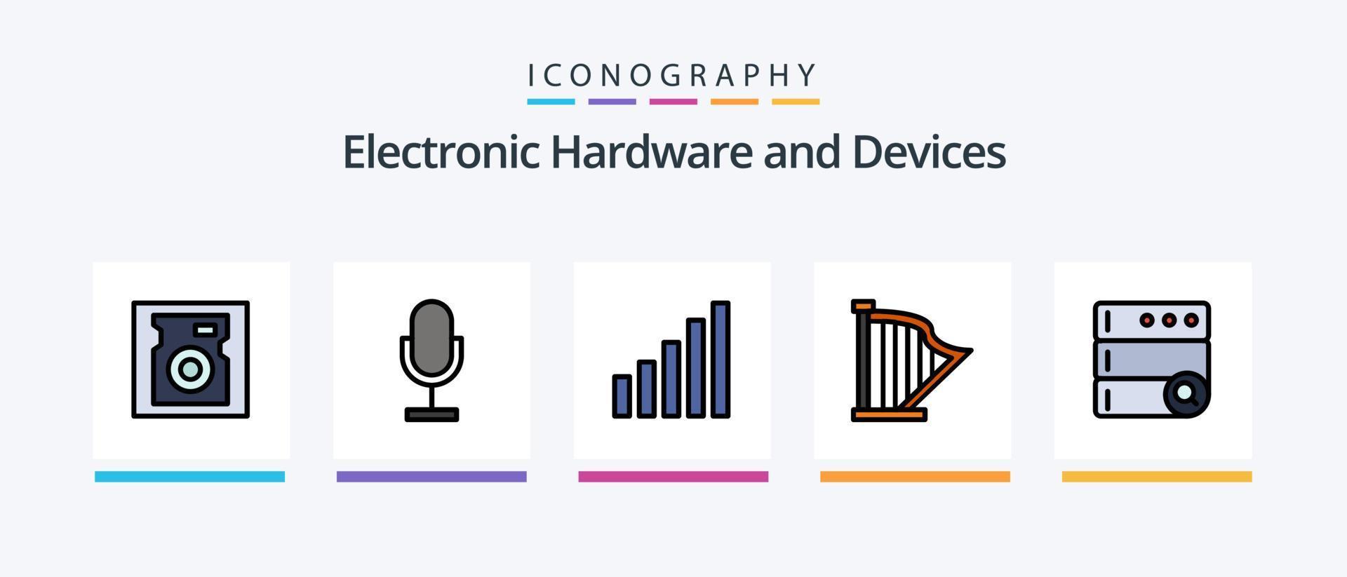 Gerätezeile gefüllt 5 Icon Pack inklusive Sound. Instrument. Sicherheit. Banjo. Server. kreatives Symboldesign vektor