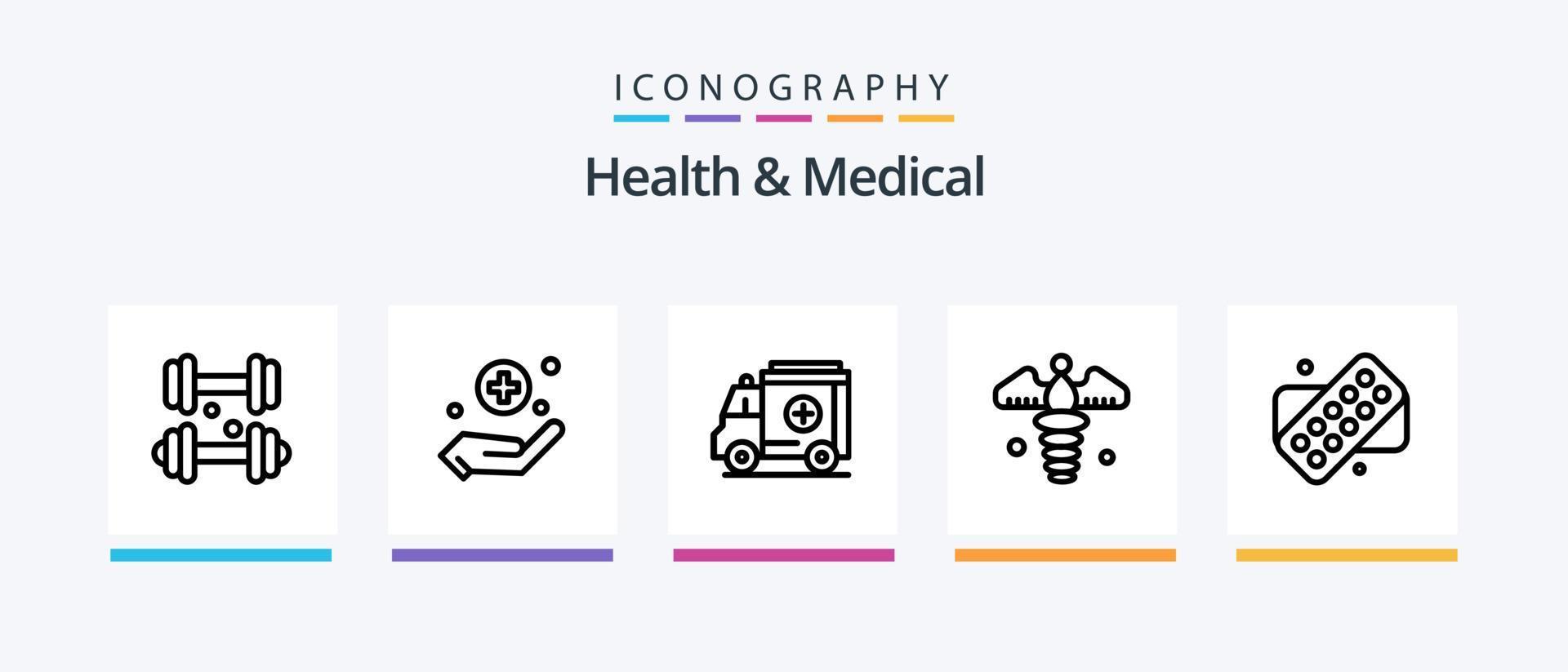Gesundheit und medizinische Linie 5 Icon Pack inklusive . Zahn. Schild. medizinisch. kreatives Symboldesign vektor