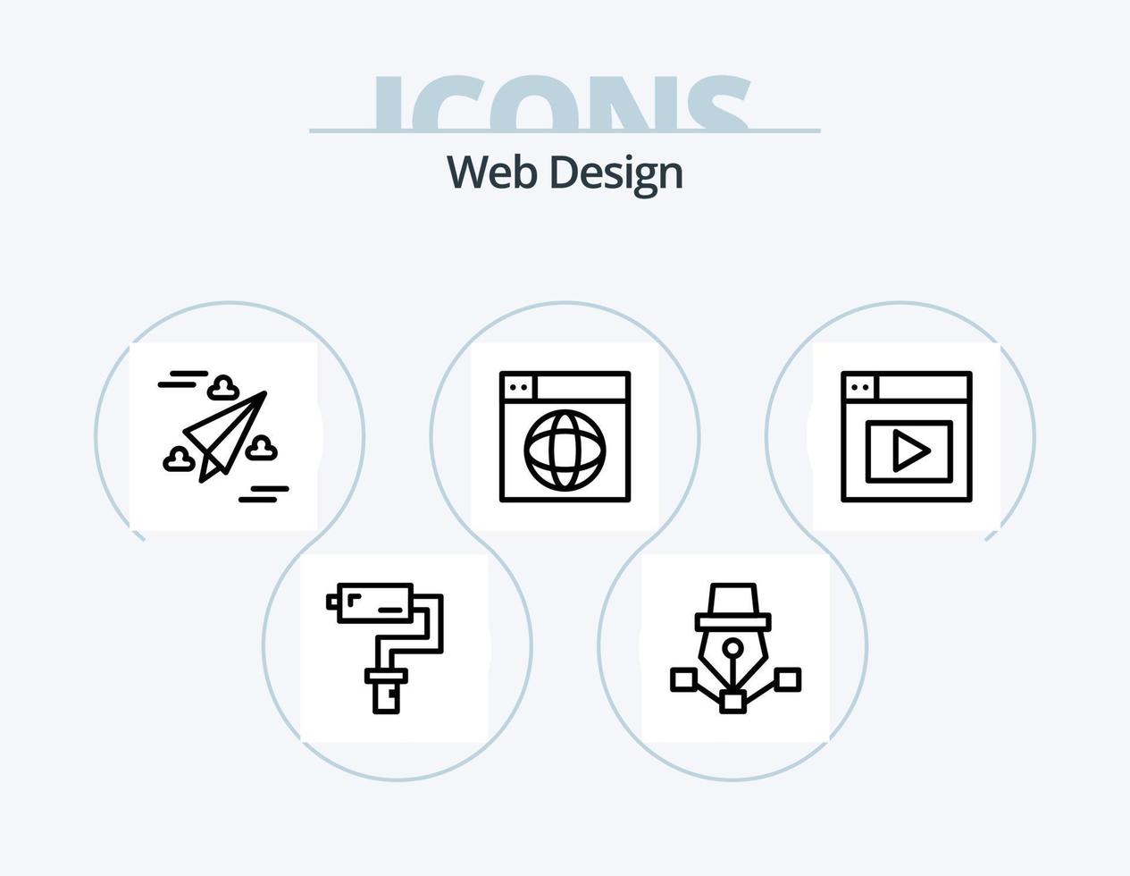 Webdesign-Linie Icon Pack 5 Icon-Design. Design. Ernte. Designer. Welt. Internet vektor