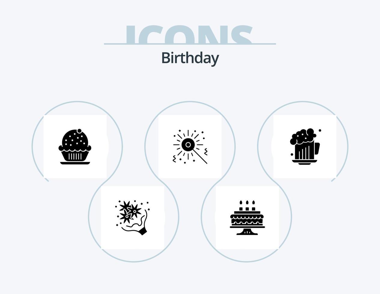 Geburtstags-Glyphen-Icon-Pack 5 Icon-Design. Geburtstag. Alkohol. Geburtstag. Geburtstag. Bengalen vektor