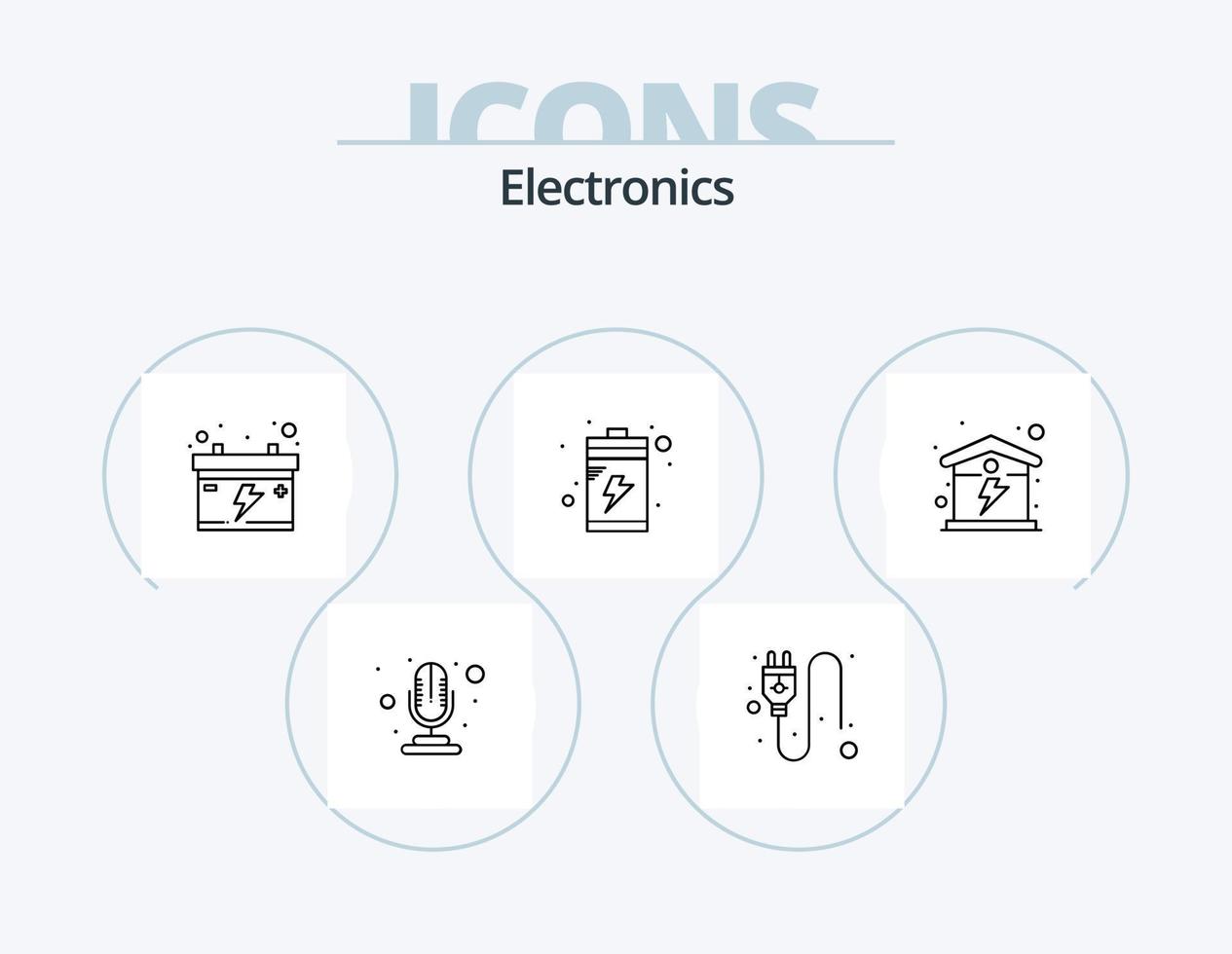 Elektronik-Line-Icon-Pack 5 Icon-Design. Lied. Musik. Fernseher. Headset. Voltmeter vektor