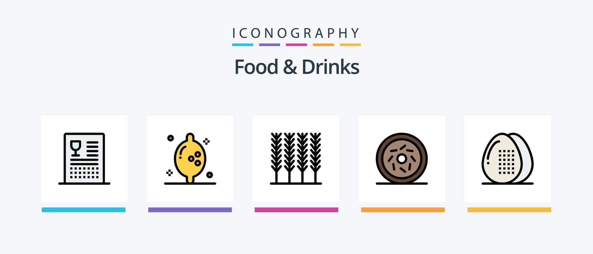 mat och drycker linje fylld 5 ikon packa Inklusive mat. granatäpple. mat. måltid. drycker. kreativ ikoner design vektor