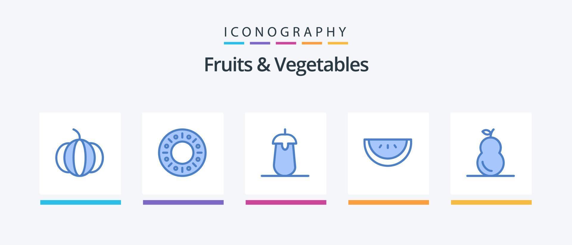 frukt och grönsaker blå 5 ikon packa Inklusive . mat. päron. mat. kreativ ikoner design vektor