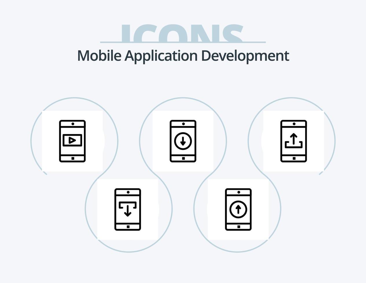 entwicklungslinie für mobile anwendungen icon pack 5 icon design. mobile Applikation. Anwendung. Anwendung. mobile Applikation. Lieblings Handy vektor