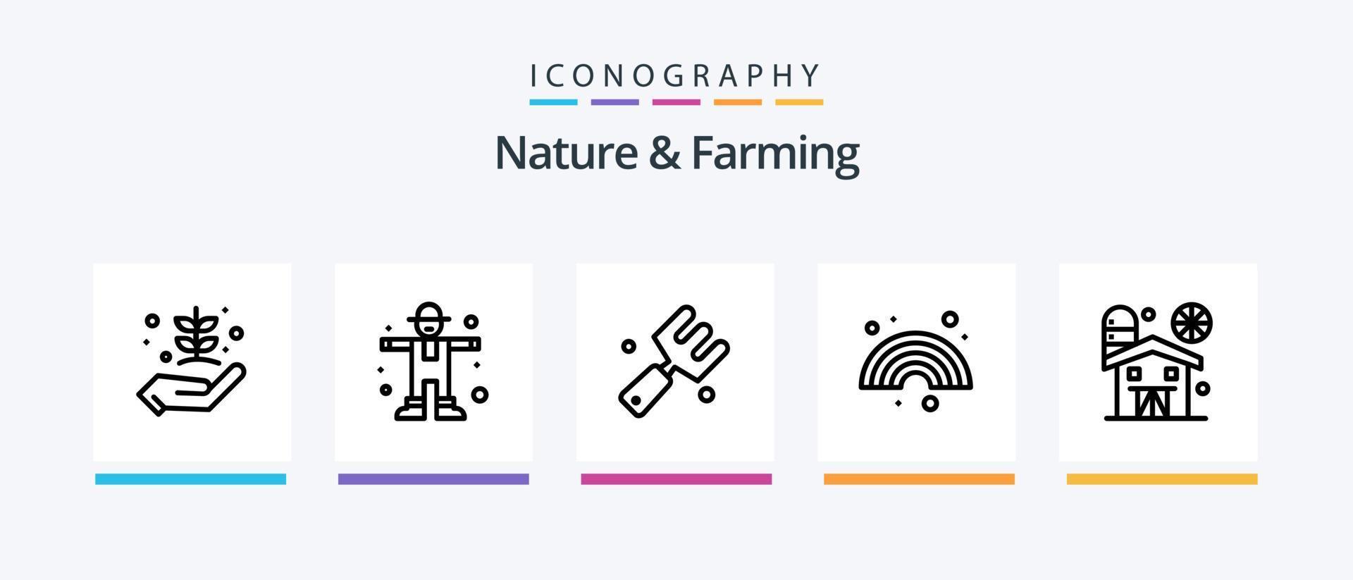 natur och jordbruk linje 5 ikon packa Inklusive natur. traktor. odla. jordbruk. lantbruk. kreativ ikoner design vektor