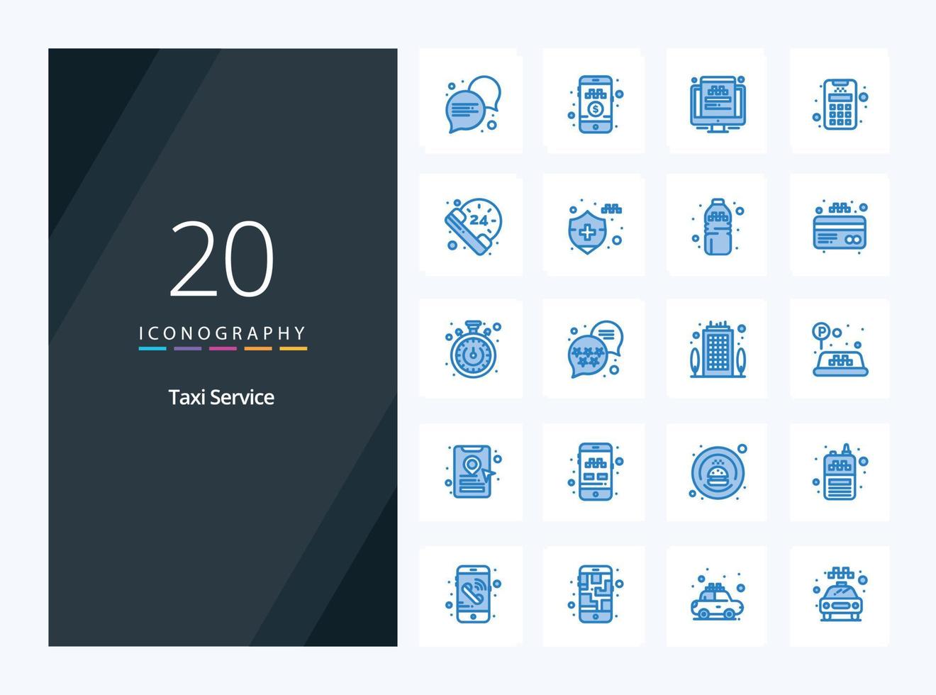 20 blaues Symbol für den Taxiservice zur Präsentation vektor