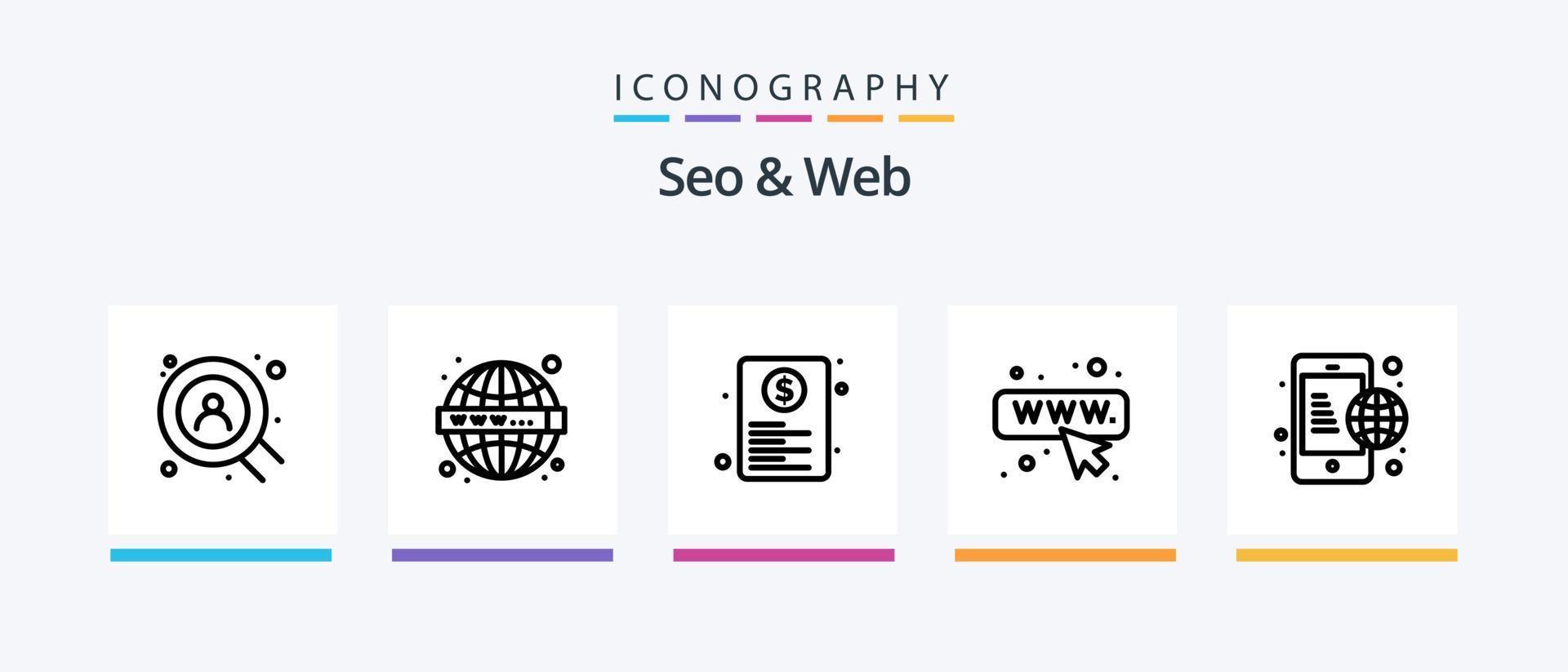 seo och webb linje 5 ikon packa Inklusive affärsman. mål. adress. mål. post. kreativ ikoner design vektor