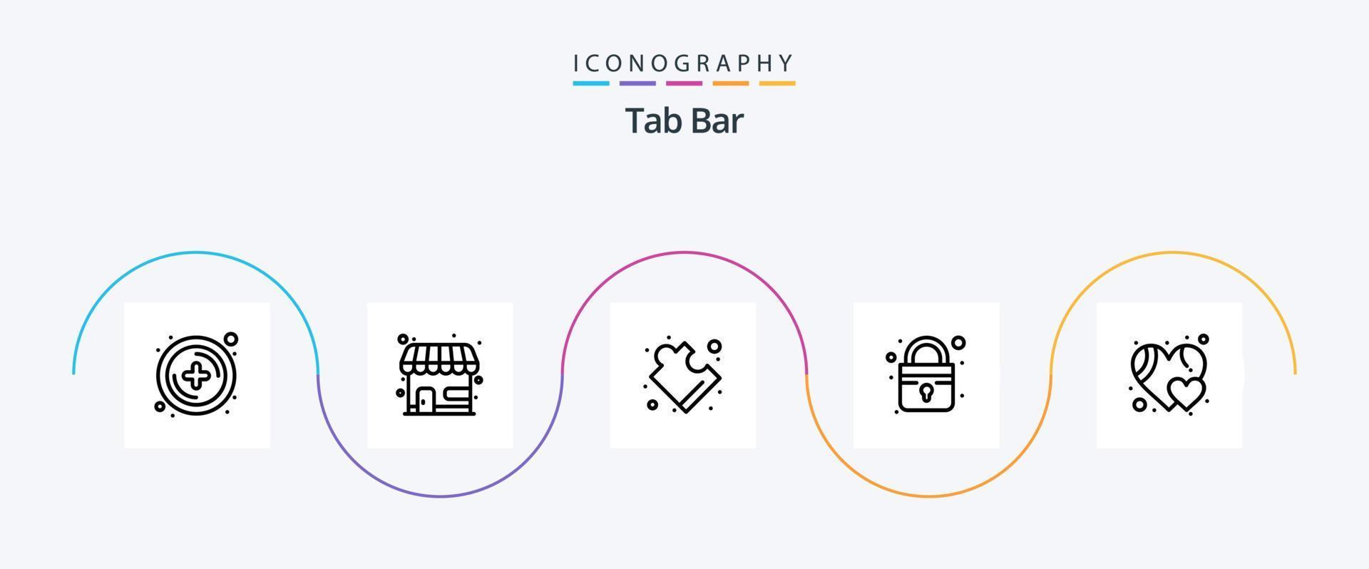 tab bar line 5 icon pack inklusive . wie. Puzzle. Herz. sicher vektor