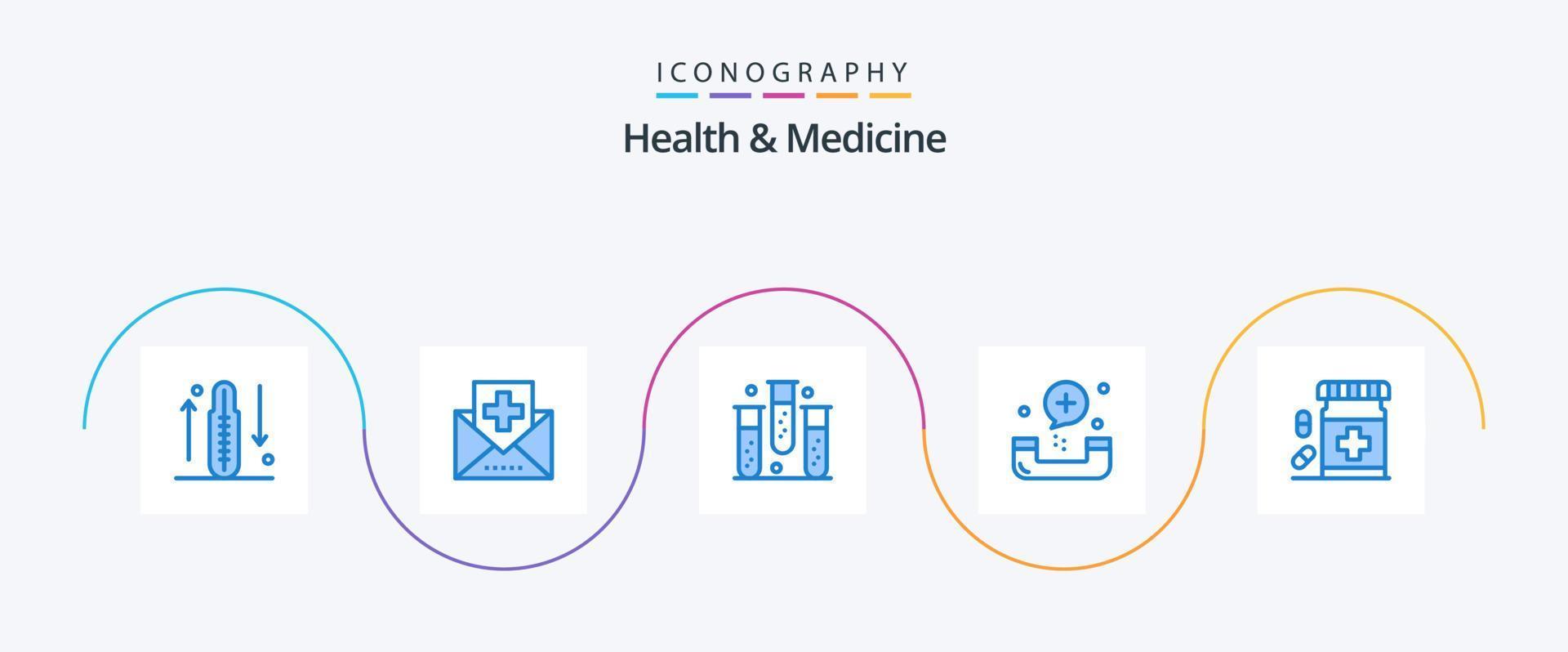 hälsa och medicin blå 5 ikon packa Inklusive nödsituation. ringa upp. post. hälsa. kondition vektor