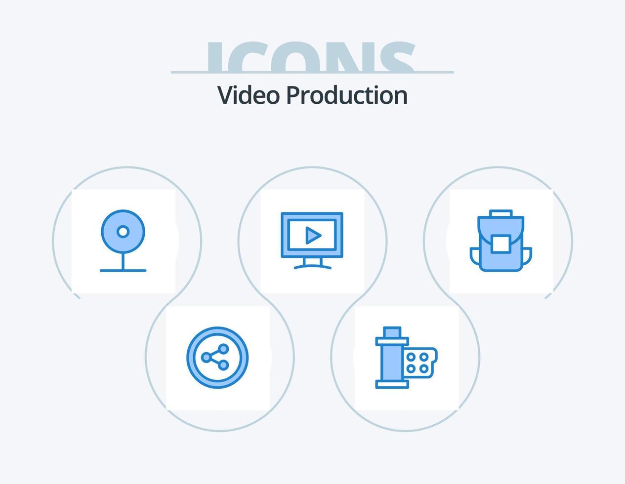 video produktion blå ikon packa 5 ikon design. multimedia. spela. cctv. video. övervaka vektor