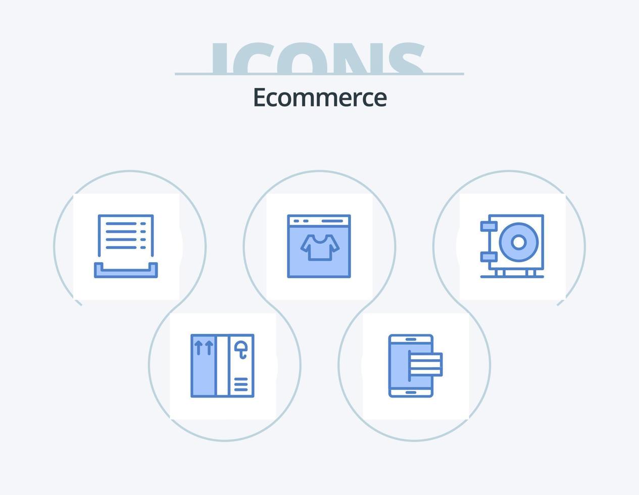 E-Commerce blaues Icon Pack 5 Icon Design. Geld. Einkaufen. Kasse. Geschäft. Kredit vektor