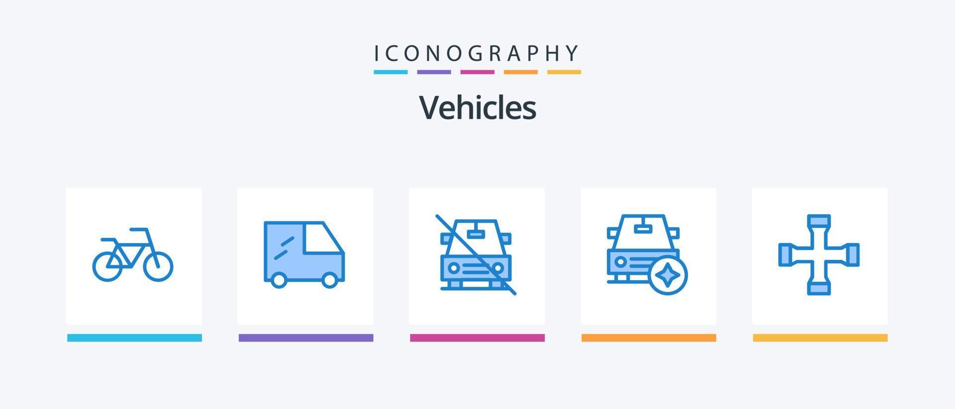 Fahrzeuge blau 5 Icon Pack inklusive . Garage. Schrägstrich. Kreuzschlüssel. Fahrzeuge. kreatives Symboldesign vektor