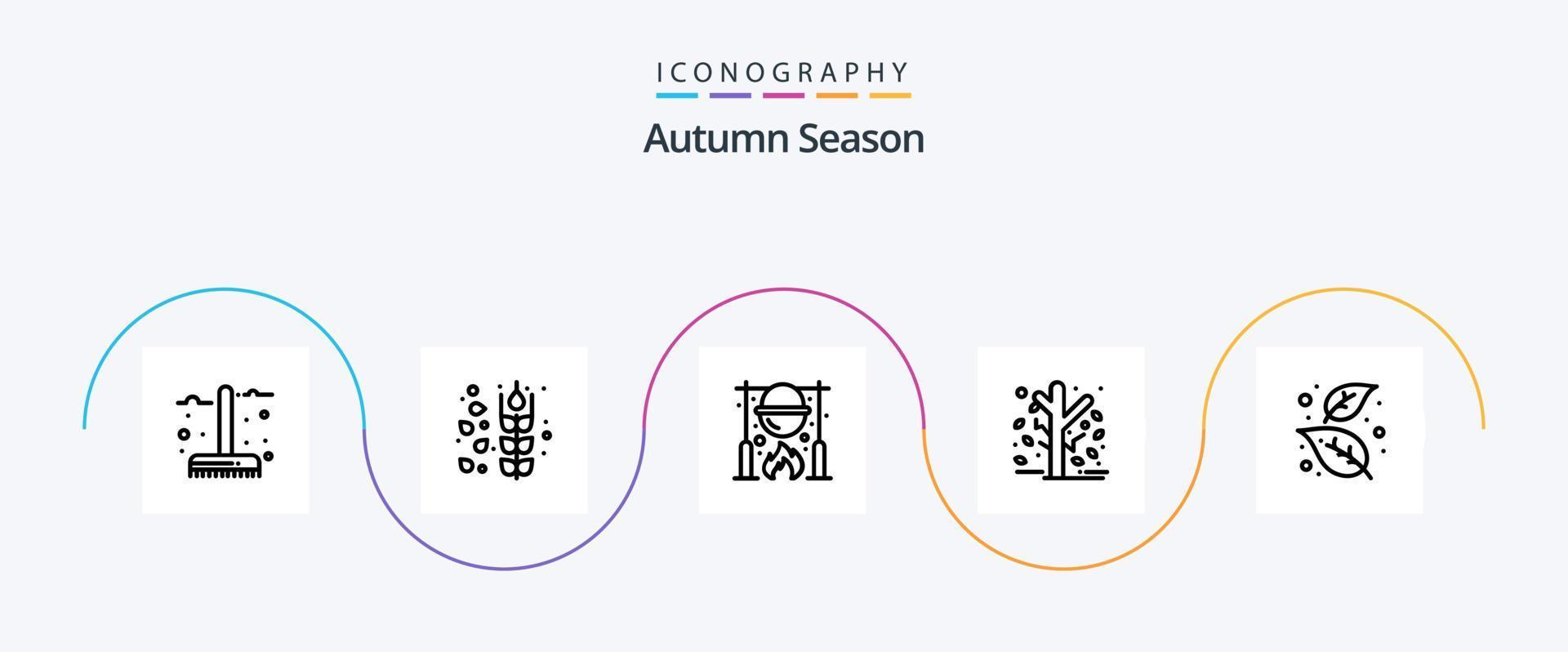 Autumn Line 5 Icon Pack inklusive Baum. Garten. Herbst. botanisch. Kochen vektor