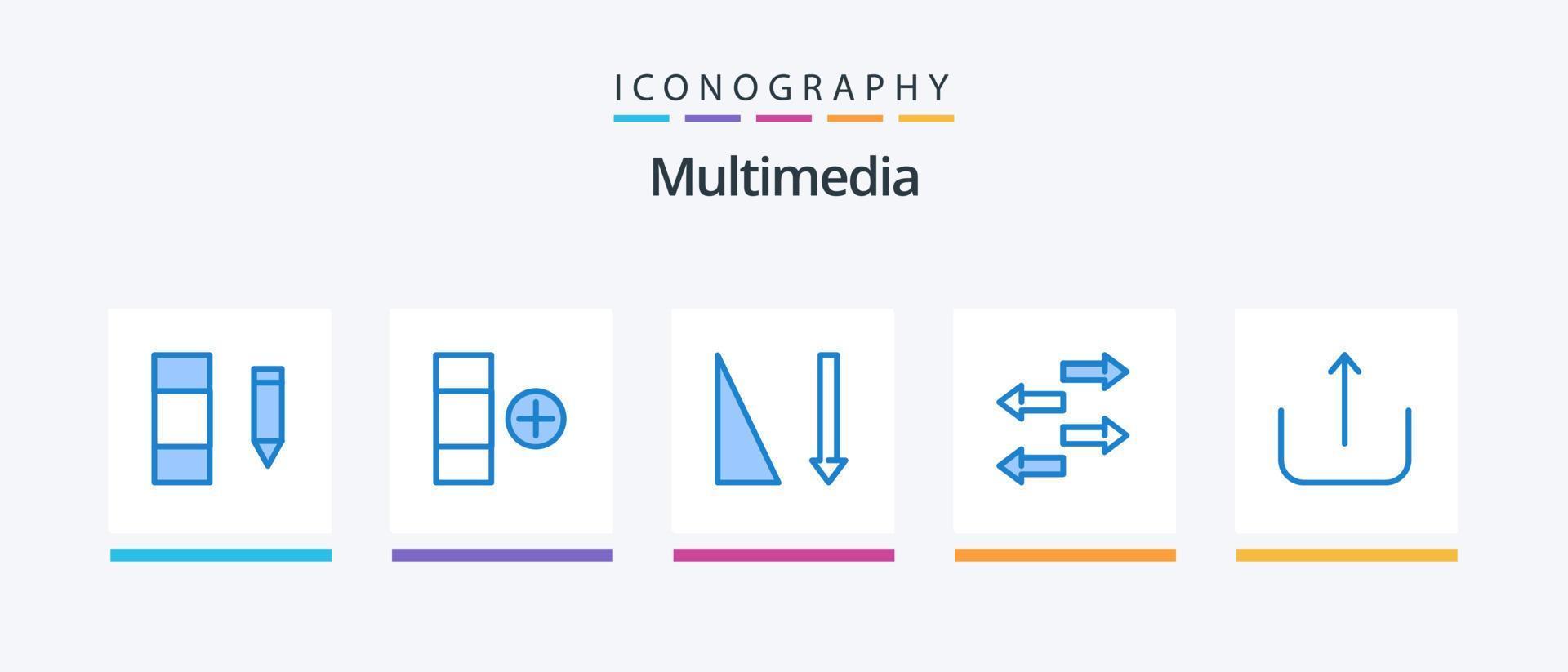 multimedia blå 5 ikon packa Inklusive . sortering. ladda upp. multimedia. kreativ ikoner design vektor