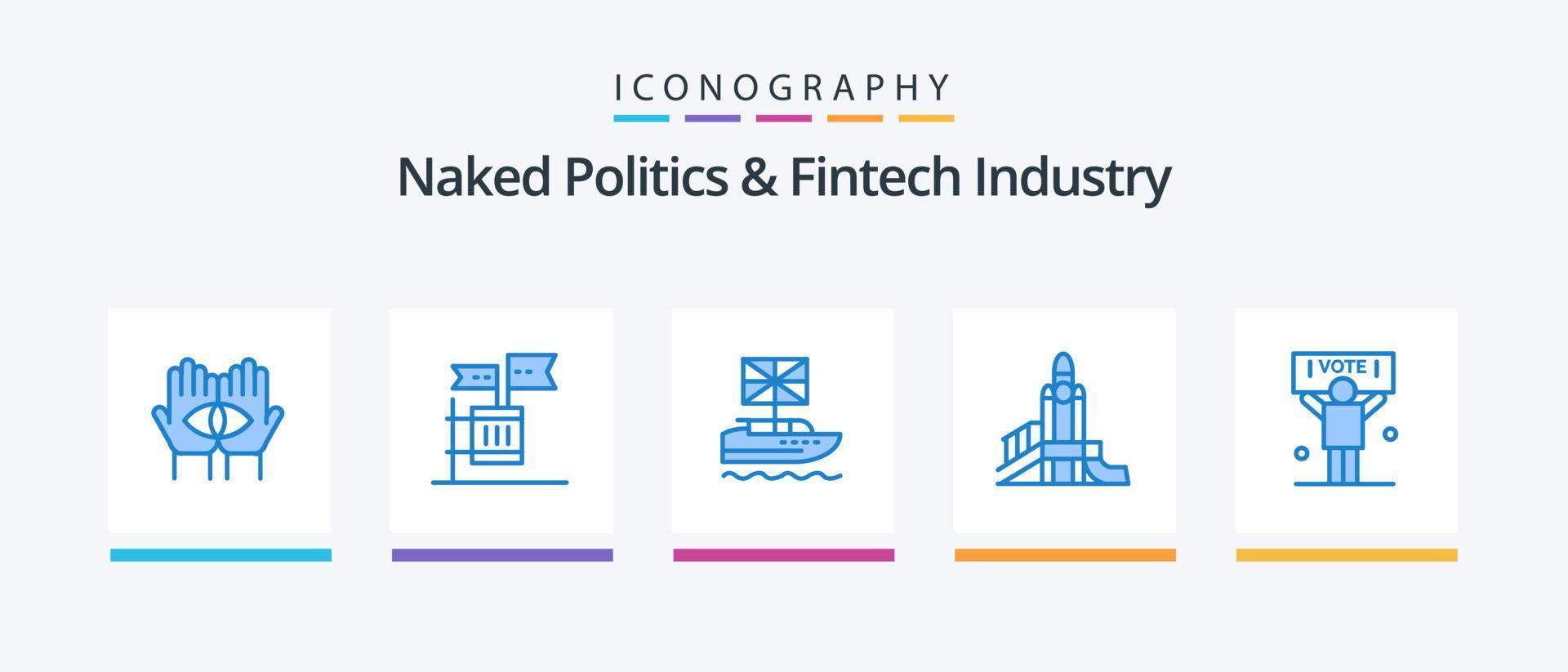 naken politik och fintech industri blå 5 ikon packa Inklusive spel. Storbritannien. val. rike. brittisk. kreativ ikoner design vektor