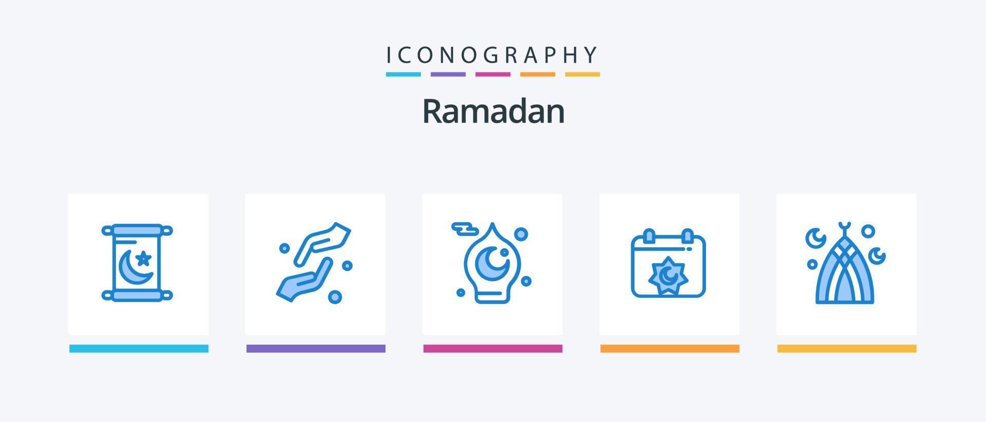 Ramadan Blue 5 Icon Pack inklusive islamisch. islamisch. islamisch. Fest. Ramadan. kreatives Symboldesign vektor