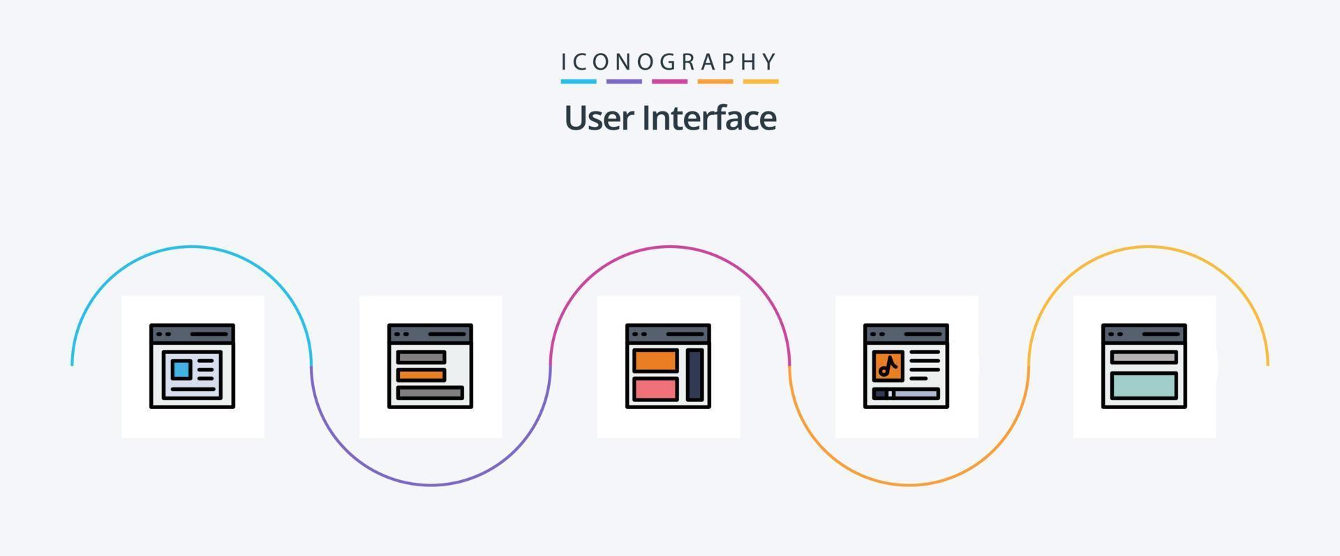 användare gränssnitt linje fylld platt 5 ikon packa Inklusive gränssnitt. kommunikation. användare. användare. rätt vektor