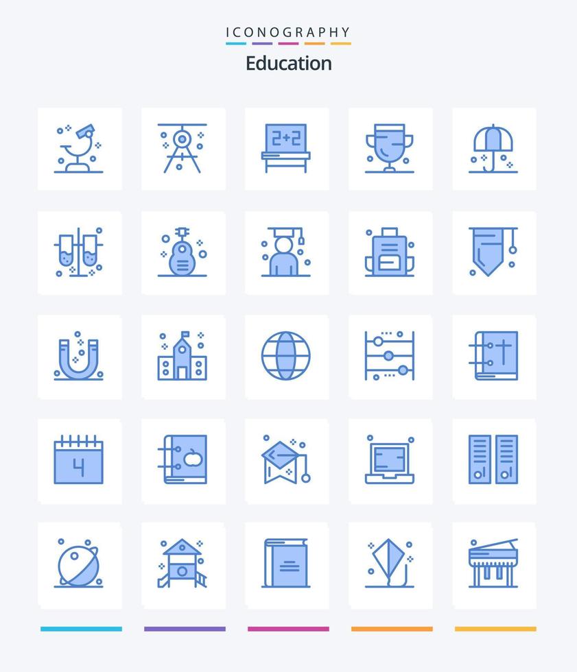 kreative Bildung 25 blaue Icon-Pack wie Trophäe. Tasse. Abfassung. vergeben. Studien vektor