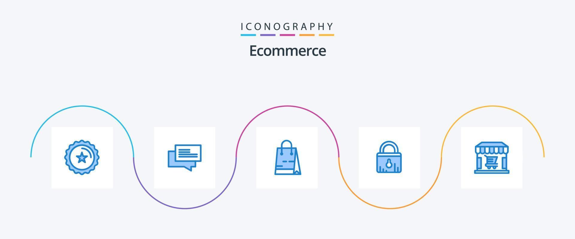 E-Commerce Blue 5 Icon Pack inklusive Shop. Einkaufen. Tasche. E-Commerce. sperren vektor