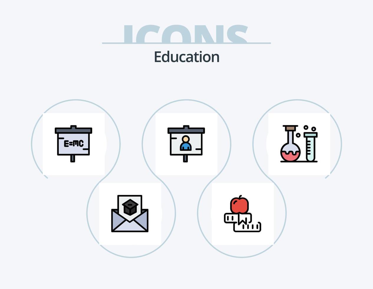 Bildung Linie gefüllt Icon Pack 5 Icon Design. Ausbildung. Zertifikat. Schule. Schule. Internet vektor