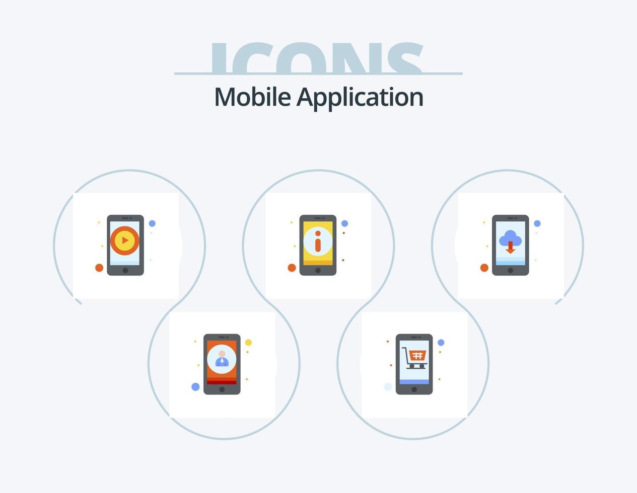 mobile Anwendung flach Icon Pack 5 Icon Design. App herunterladen. App. Video-App. mehr. Detail vektor
