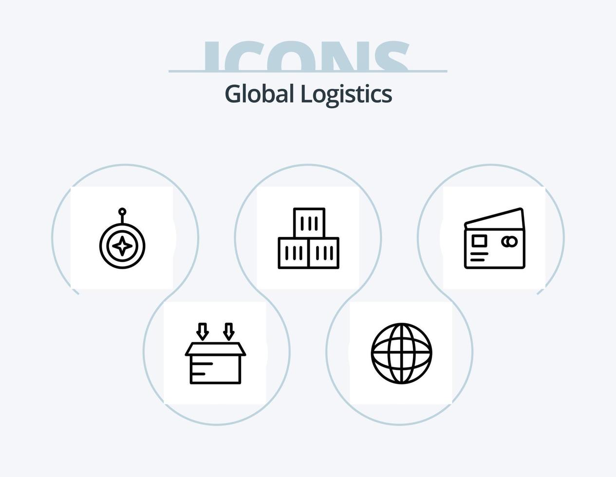 global logistik linje ikon packa 5 ikon design. logistik. buss. skydda. bil. Karta vektor