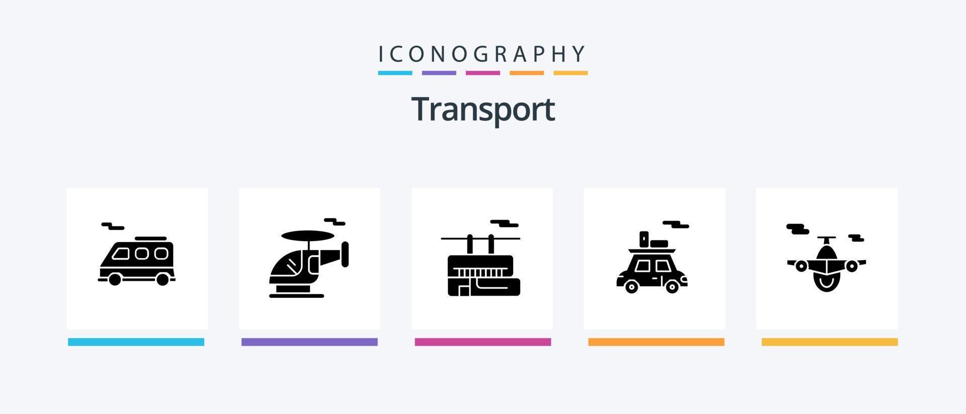 transport glyf 5 ikon packa Inklusive värld. plan. transport. flygplan. transport. kreativ ikoner design vektor