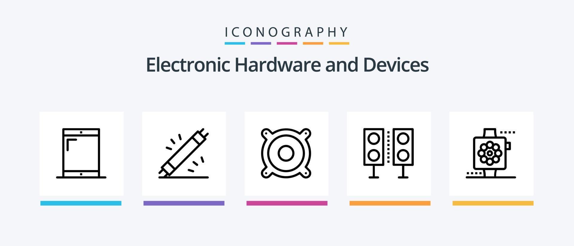 Geräte Linie 5 Icon Pack inklusive Tastatur. Technologie. elektronisch. Produkte. Elektronik. kreatives Symboldesign vektor