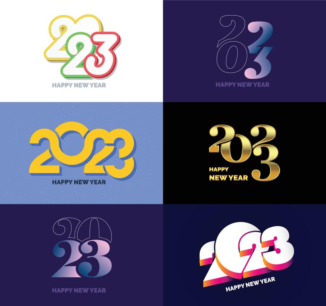 große reihe von 2023 frohes neues jahr logo text design 2023 zahlenentwurfsvorlage vektor