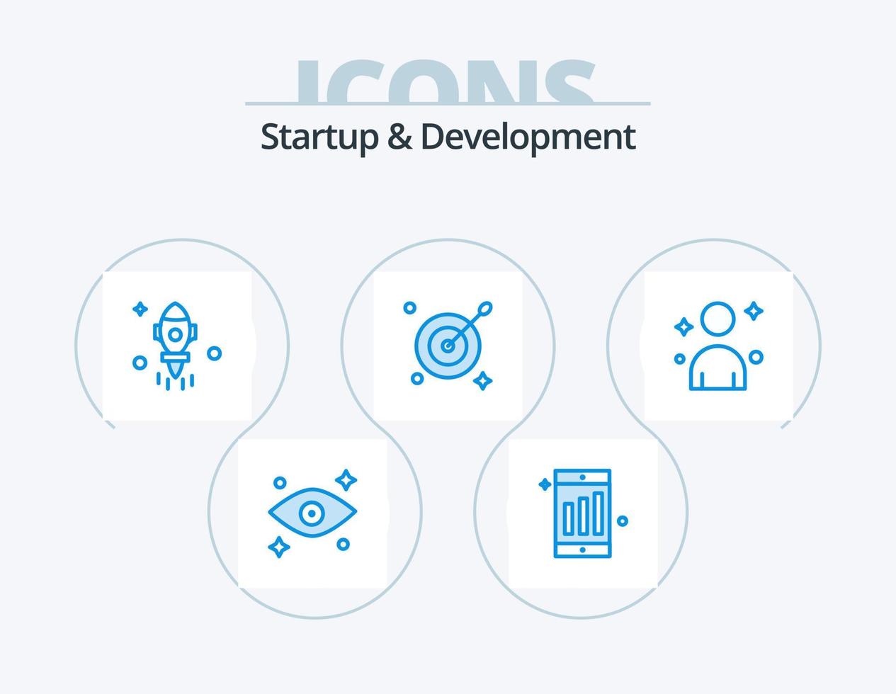 Start und Entwicklung blaues Icon Pack 5 Icon Design. . Person. Raum. Mann. Pfeil vektor