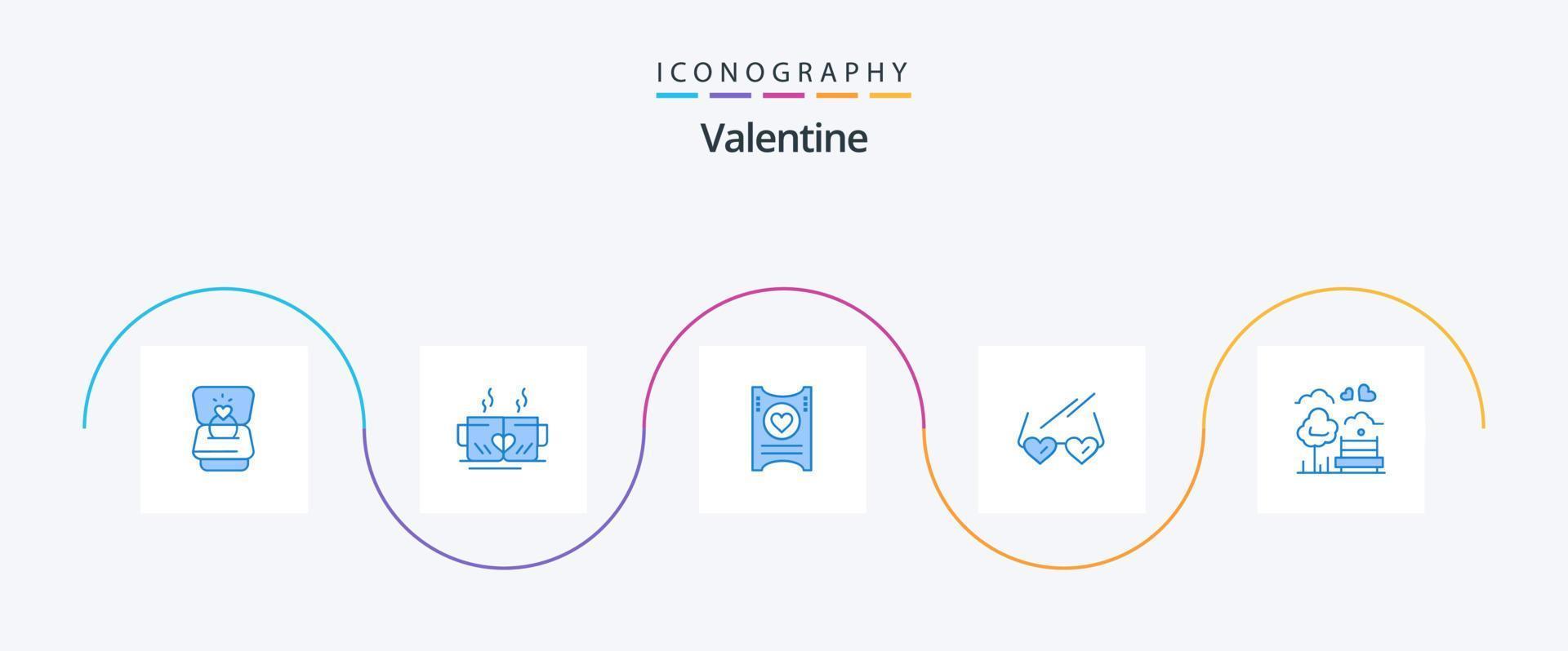 valentine blå 5 ikon packa Inklusive parkera. hjärta. bröllop. kärlek. bröllop vektor