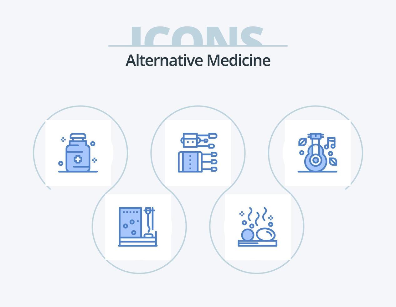 alternativ medicin blå ikon packa 5 ikon design. nålar. kinesiska. stenar. akupunktur. medicinsk vektor