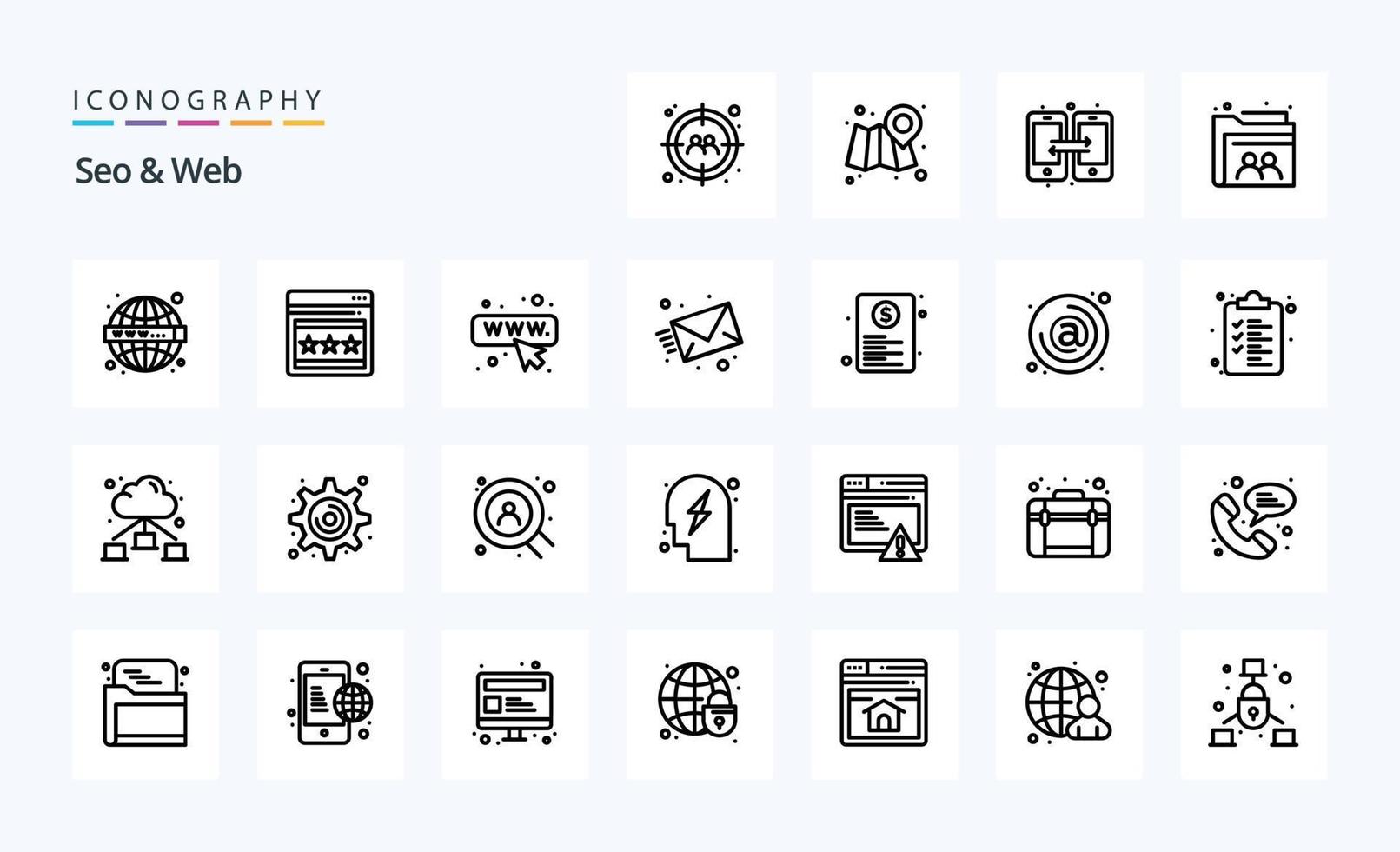 25 SEO-Webzeilen-Icon-Pack vektor