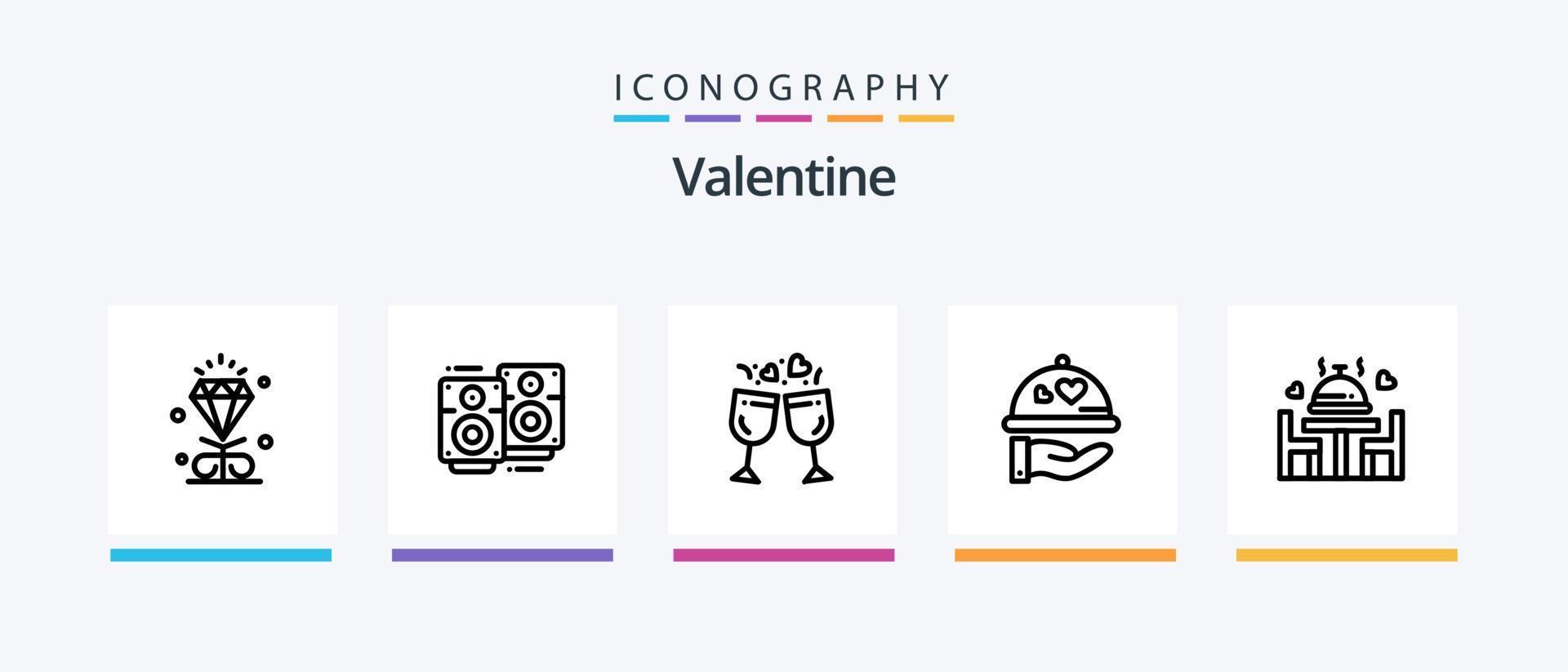 Valentine Line 5 Icon Pack inklusive Liebe. gehört. Bäckerei. Hochzeit. Merroir. kreatives Symboldesign vektor