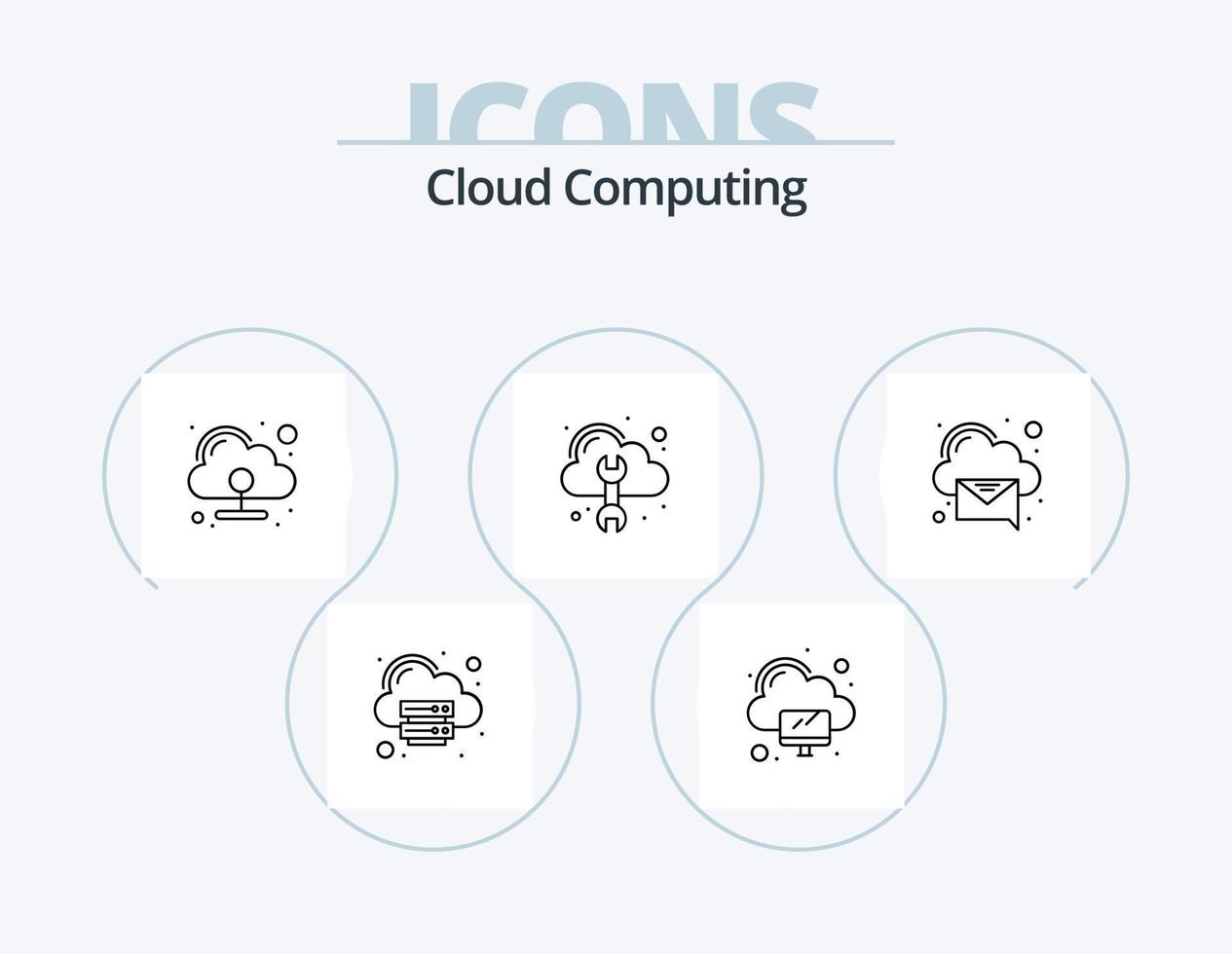 Cloud-Computing-Line-Icon-Pack 5-Icon-Design. Post. Daten. Forderung. Wolke. Analytik vektor