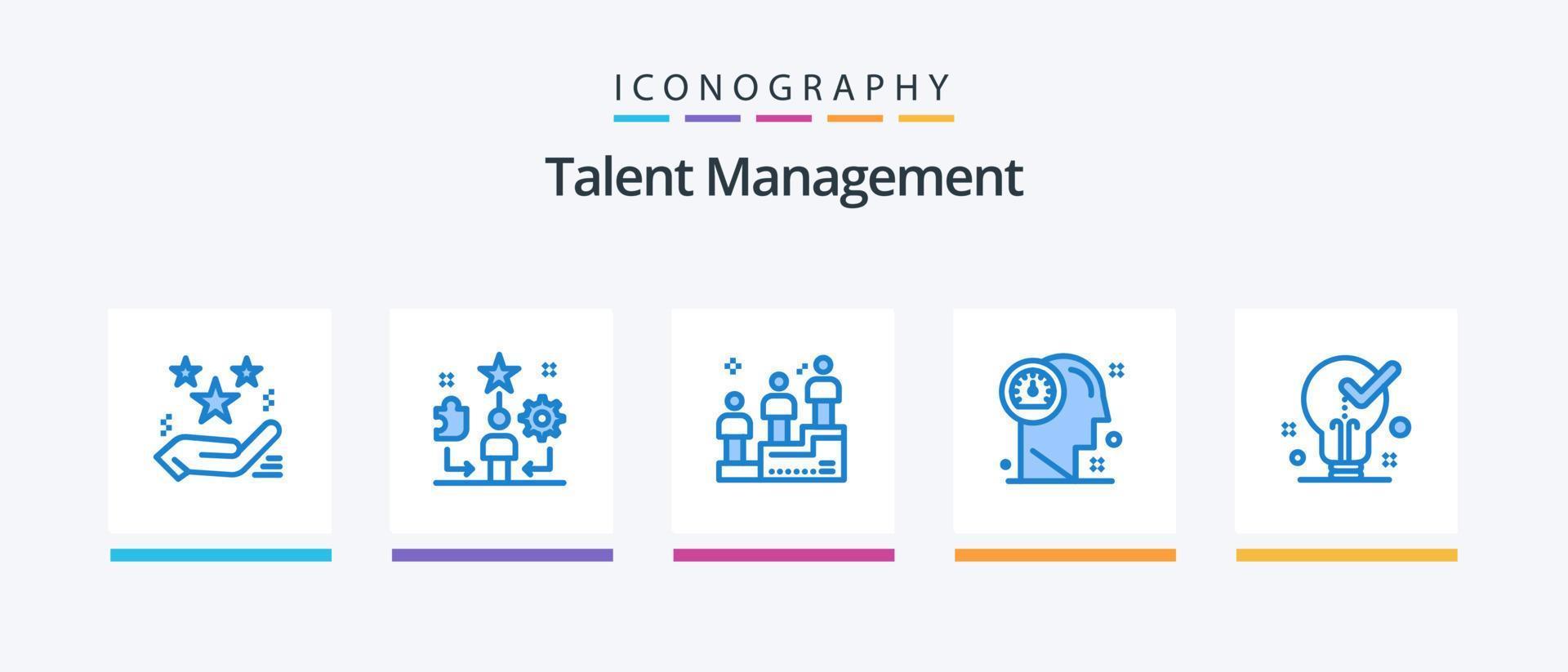 talang förvaltning blå 5 ikon packa Inklusive mänsklig. sinne. stjärna. instrumentbräda. vinna. kreativ ikoner design vektor