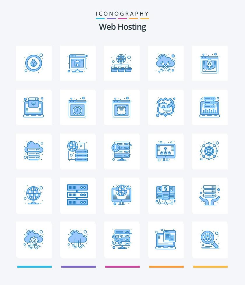 kreativ webb värd 25 blå ikon packa sådan som snabb. tillgång. databas. moln. värd vektor