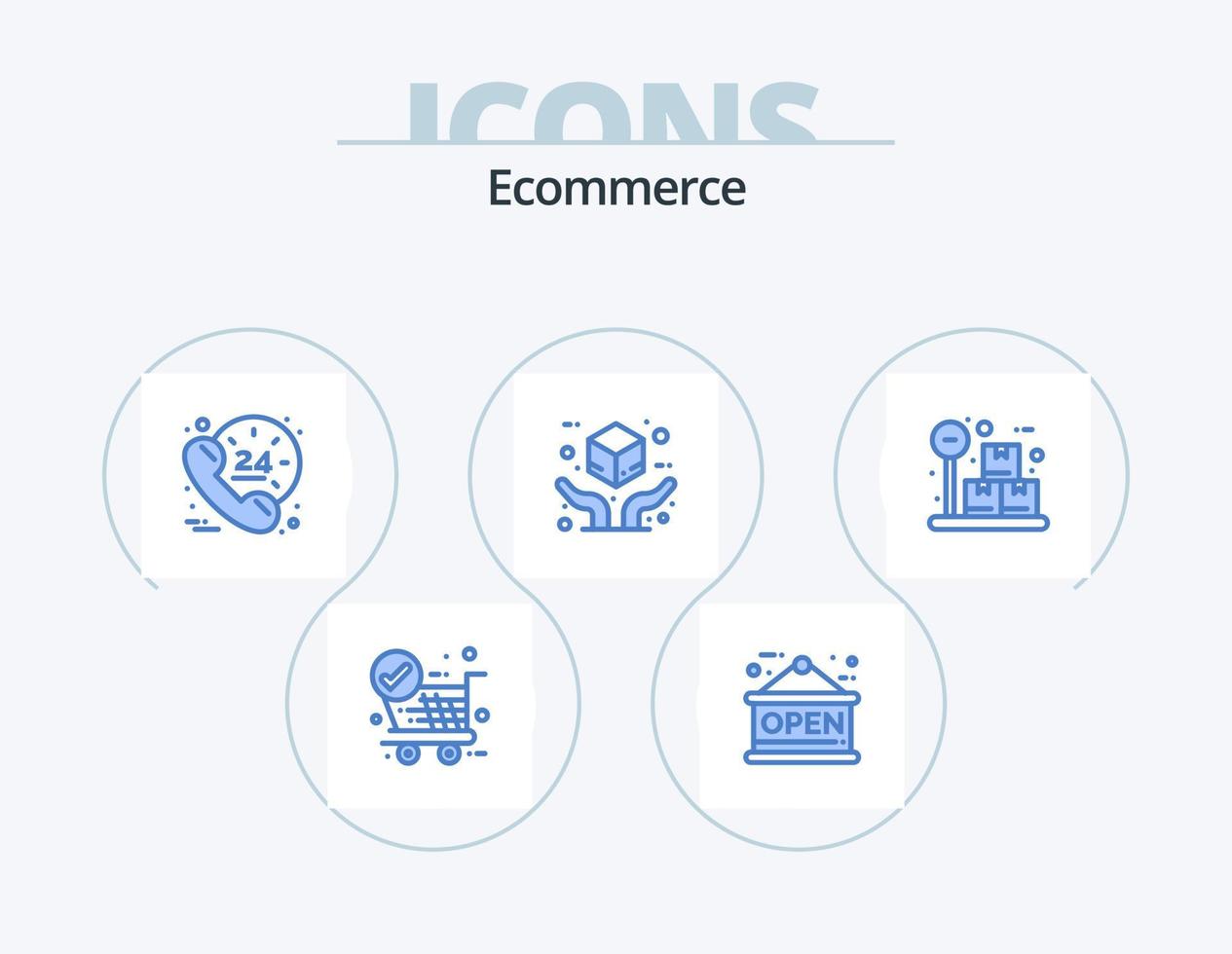 E-Commerce blaues Icon Pack 5 Icon Design. Gewicht. Kasten. Forderung. Paket. Hand vektor
