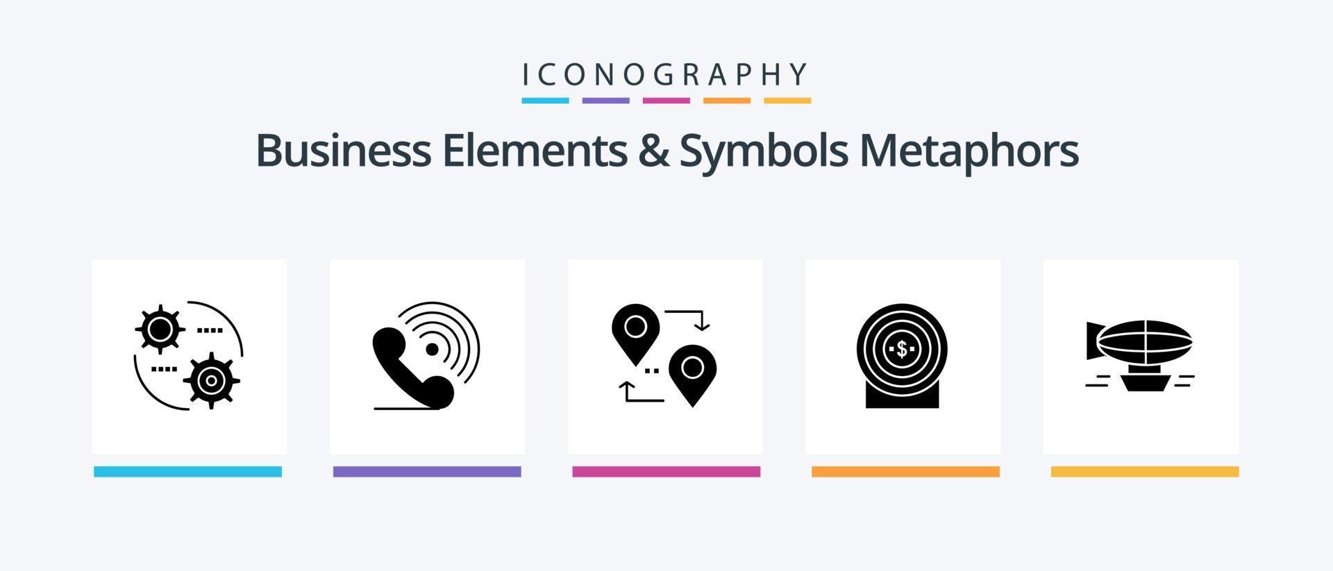 företag element och symboler metaforer glyf 5 ikon packa Inklusive luft. prestation. signaler. pengar. resa. kreativ ikoner design vektor