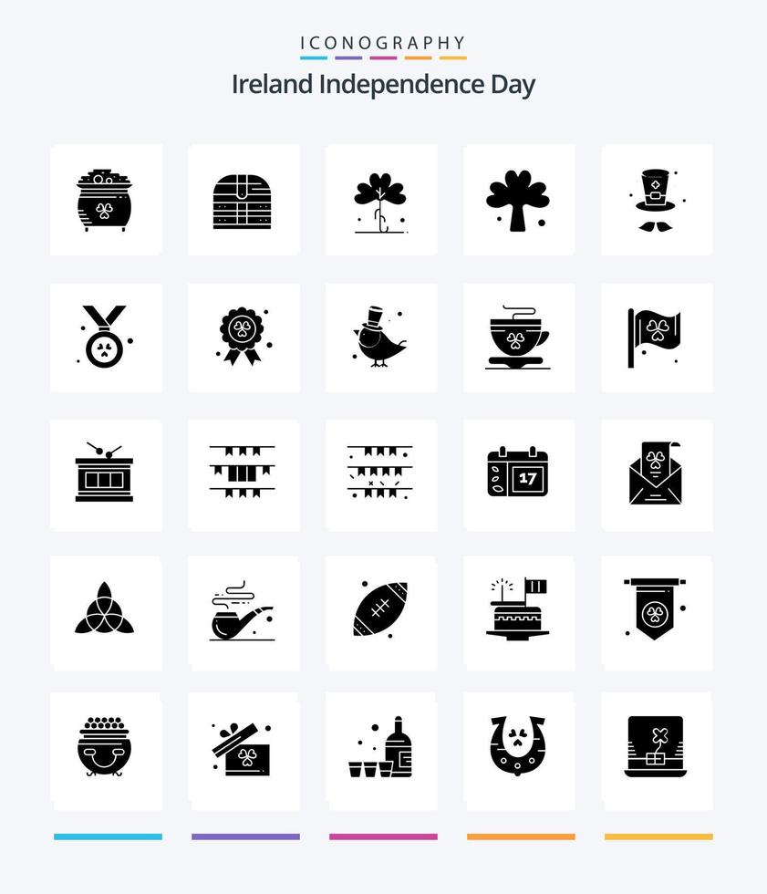 Creative Ireland Independence Day 25 Glyph Solid Black Icon Pack wie Award. Deckel. Sicherheit. Hut. irisch vektor