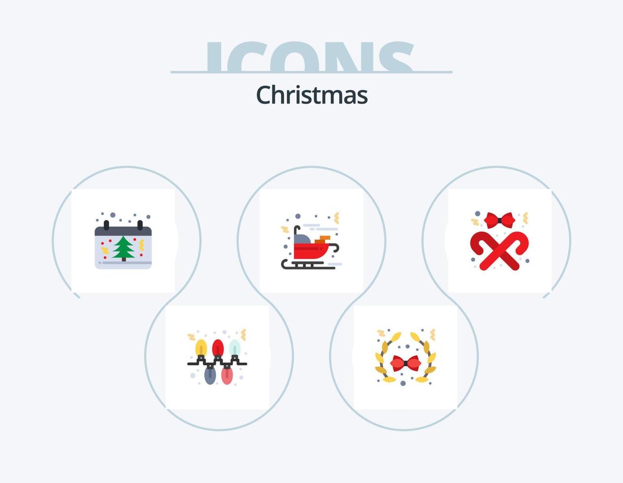 weihnachten flach icon pack 5 icon design. Stil. Weihnachtsmann. Datum. Klaus. Wagen vektor
