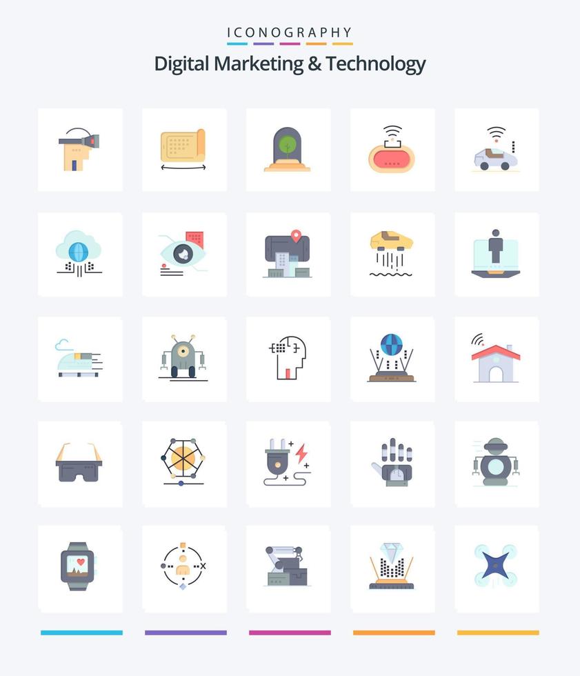 kreatives digitales Marketing und Technologie 25 flaches Icon-Paket wie atou. W-lan . Wachstum. Sicherheit. neu vektor