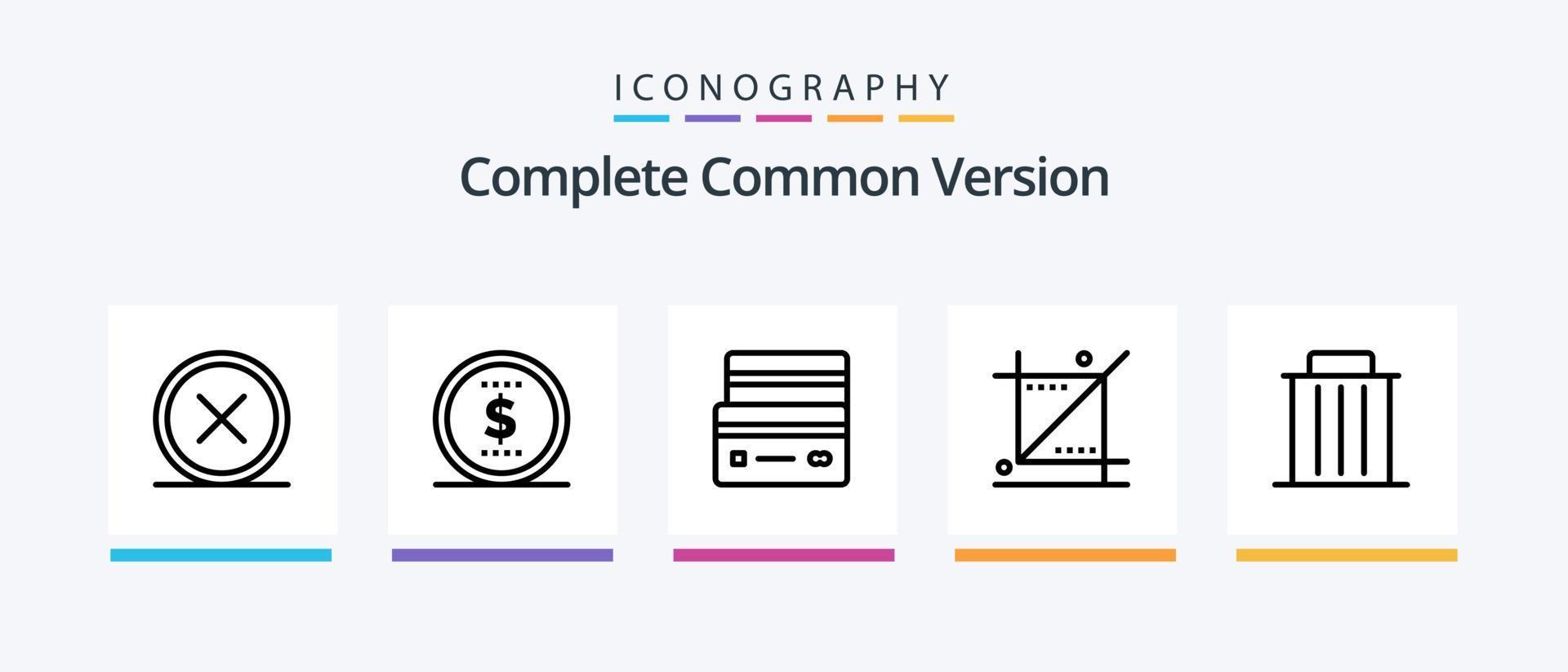 Komplette gemeinsame Version Zeile 5 Icon Pack einschließlich on. Basic. Marketing. Müll. recyceln. kreatives Symboldesign vektor
