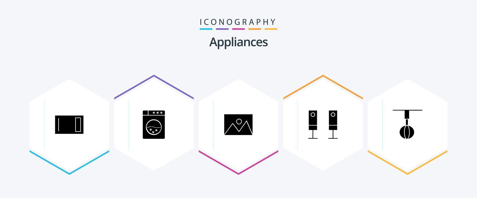 Appliances 25 Glyphen-Icon-Pack inklusive Home. System. heim. Klang. Haushaltsgeräte vektor