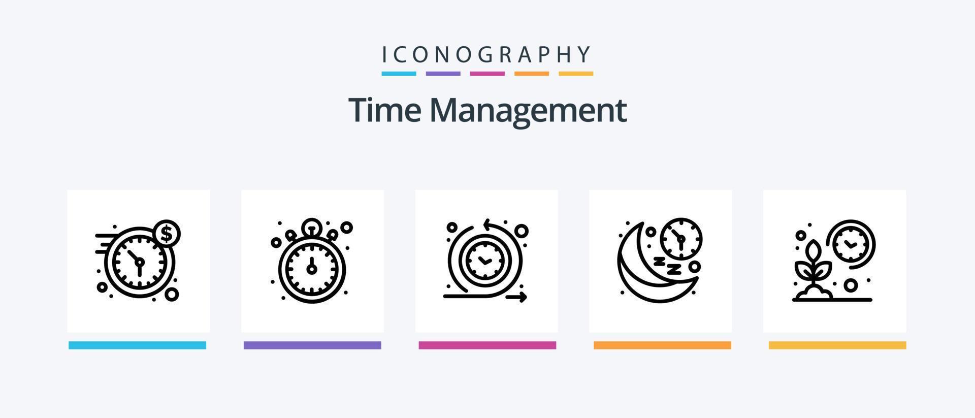 tid förvaltning linje 5 ikon packa Inklusive klocka. schema. visa. evenemang. tid. kreativ ikoner design vektor