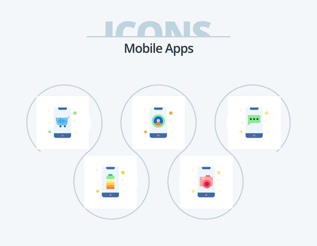 mobile apps flaches Icon Pack 5 Icon Design. Anmeldung. Handy, Mobiltelefon. App. App. Einkaufen vektor