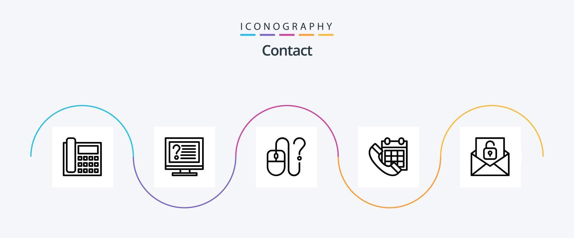 Kontaktleitung 5 Icon Pack inklusive Umschlag. Kommunikation. die Info. Telefon. Forderung vektor