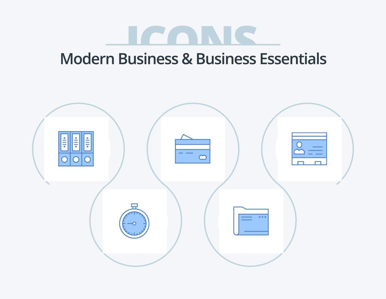 modernes Business und Business Essentials blau Icon Pack 5 Icon Design. Datenbank. Archiv. Archiv. Dateien. Datei vektor
