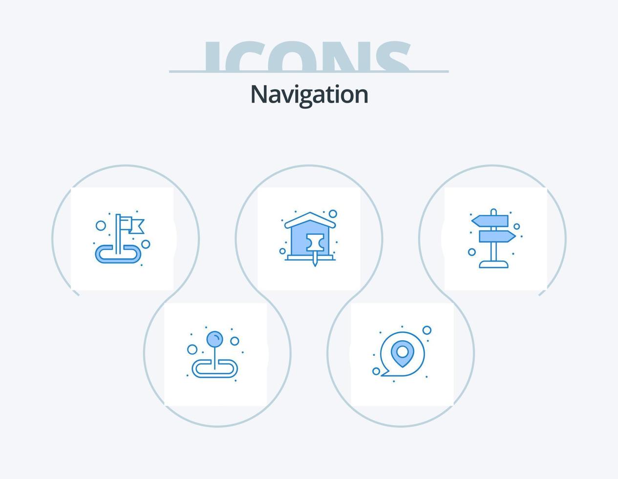 Navigation blau Icon Pack 5 Icon-Design. Zeichen. Stift. Stift. Kartenstift. heim vektor